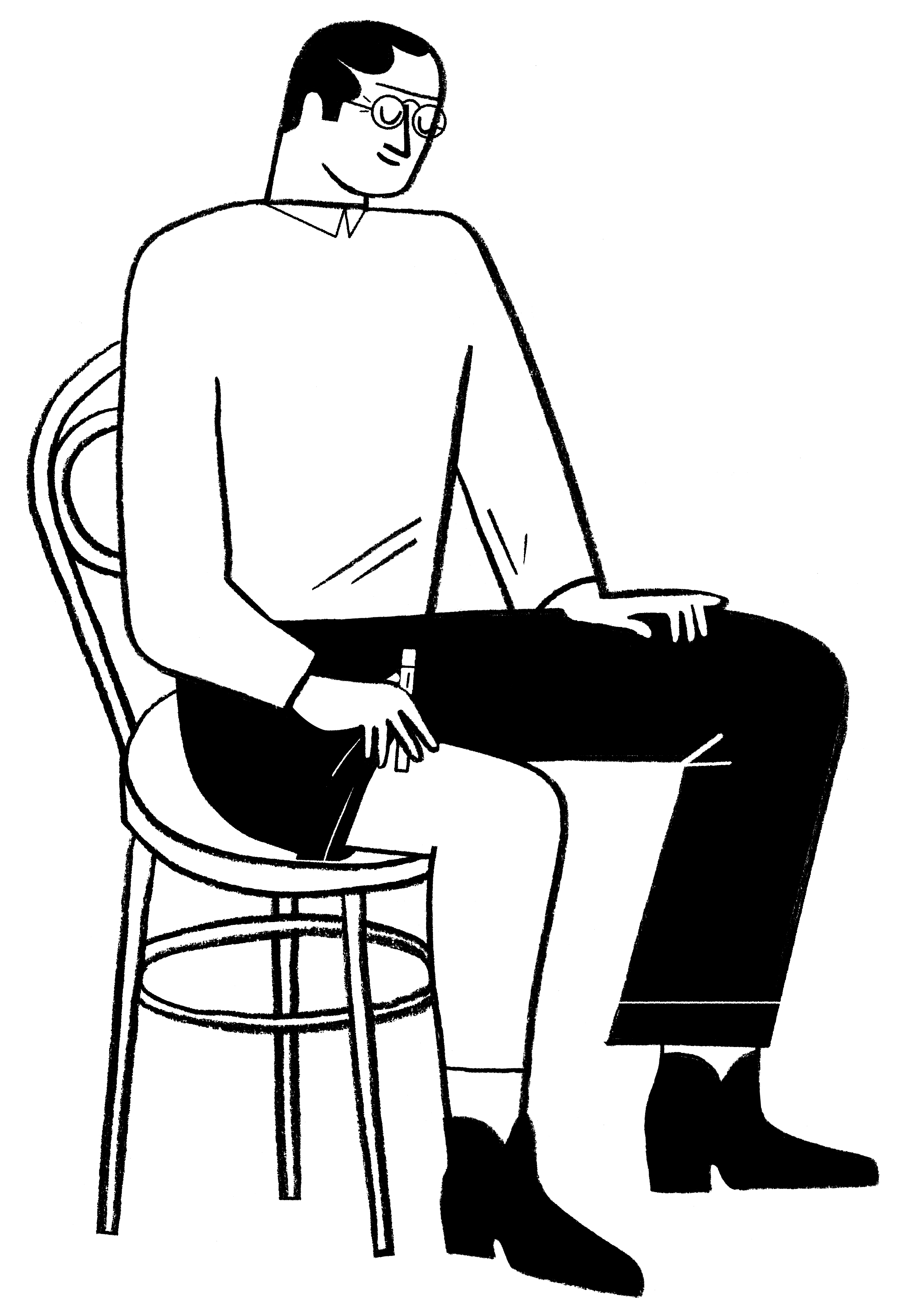 Grafik sitzender Mann